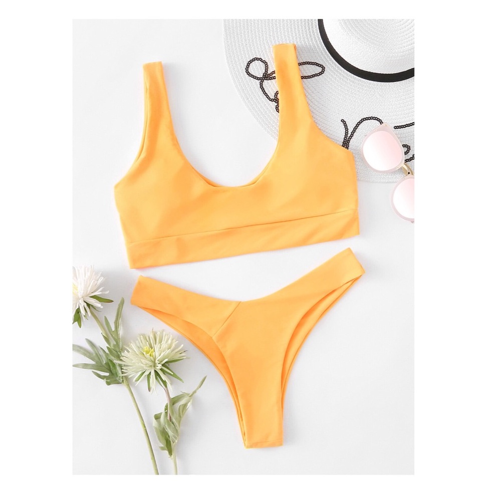 NWT Orange/Coral Trendy Scoop Neck Bikini